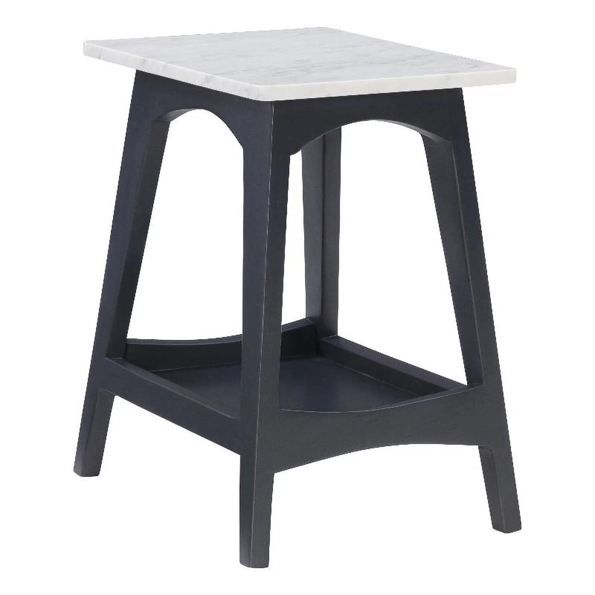 Gray Marble and Wood Side Table L35416
