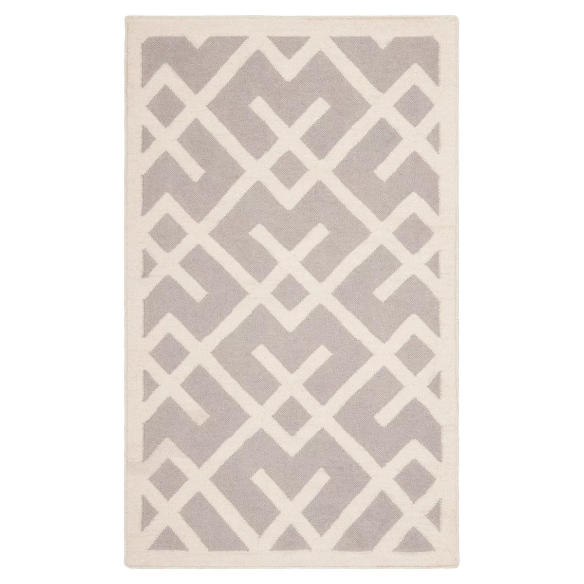 Black Ivory Wool Geometric Area Rug Y756183