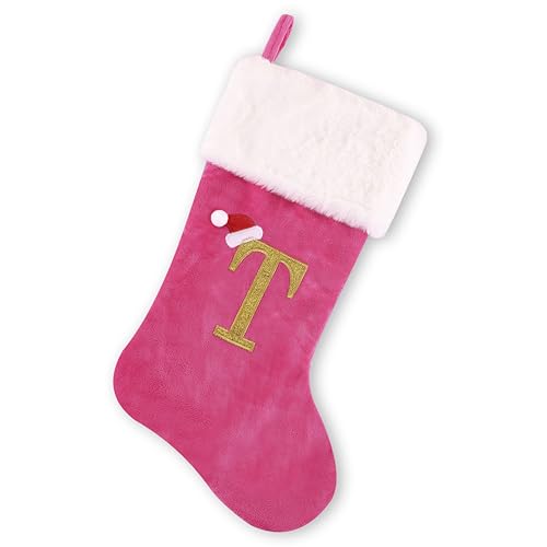 Pink Faux Velvet Stocking A35983