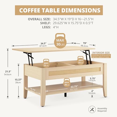 Lift-Top Rattan Coffee Table Y69738