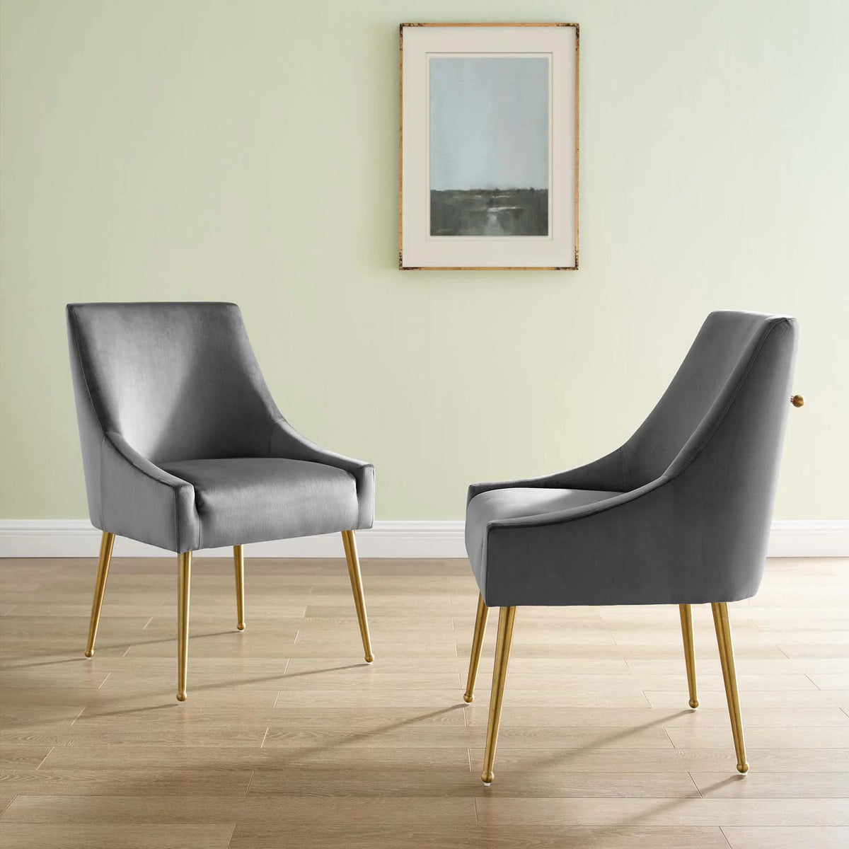 Grey Velvet Set of 2 Dining Chair E951