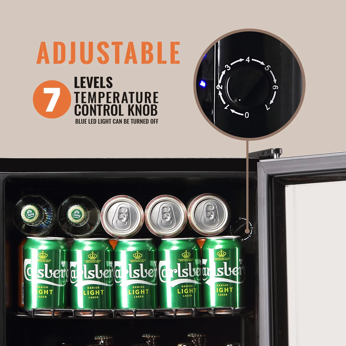 Beverage Refrigerator Cooler 60 Cans 1.7 Cu.ft Mini Fridge Glass Door Y876
