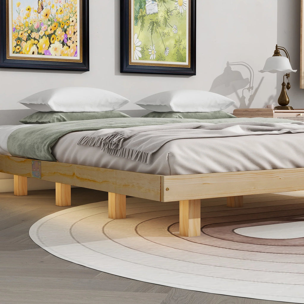 White Full Size Floating Bed Frame with LED Lights J431
