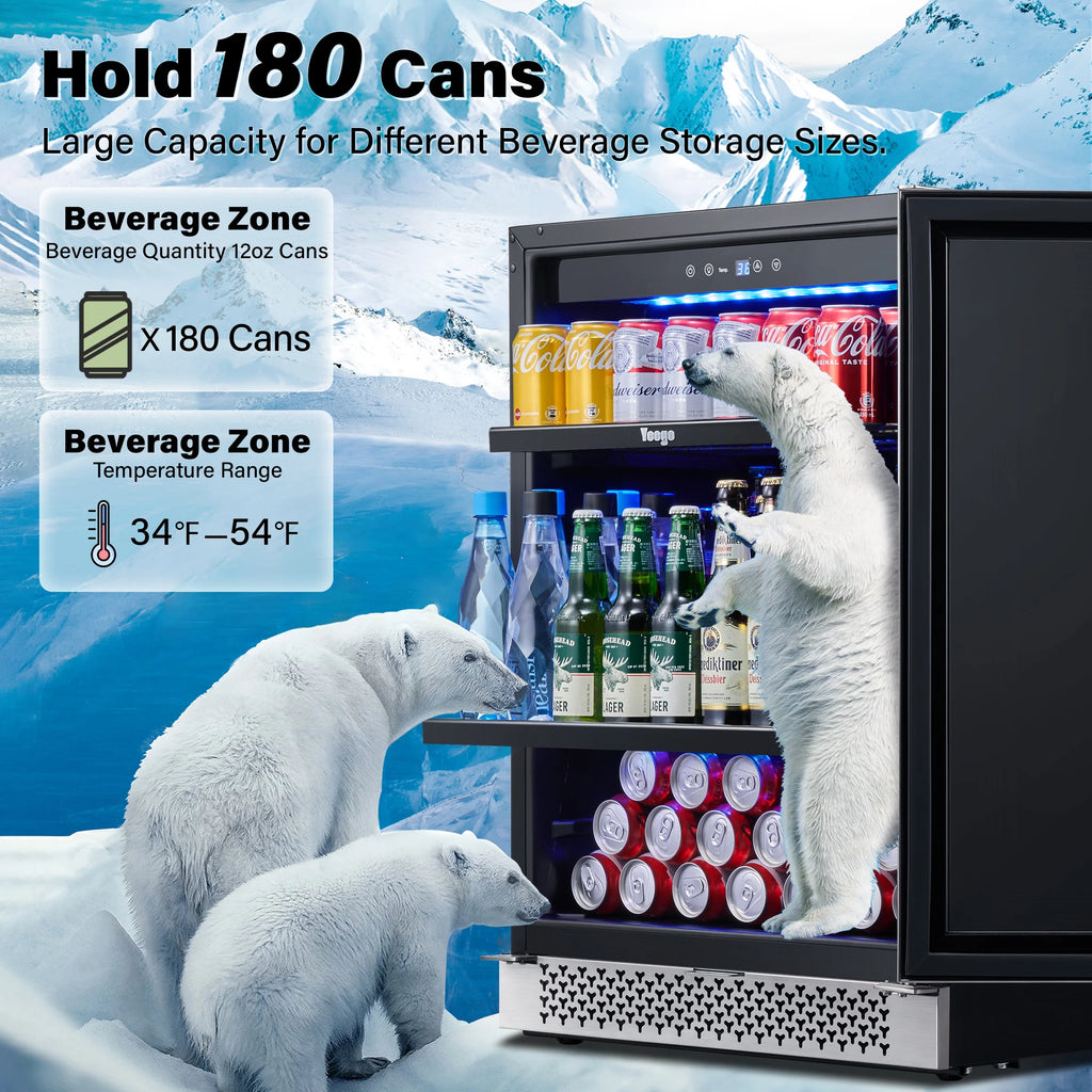24 Can Beverage Refrigerator Cooler with Reversible Door U79344
