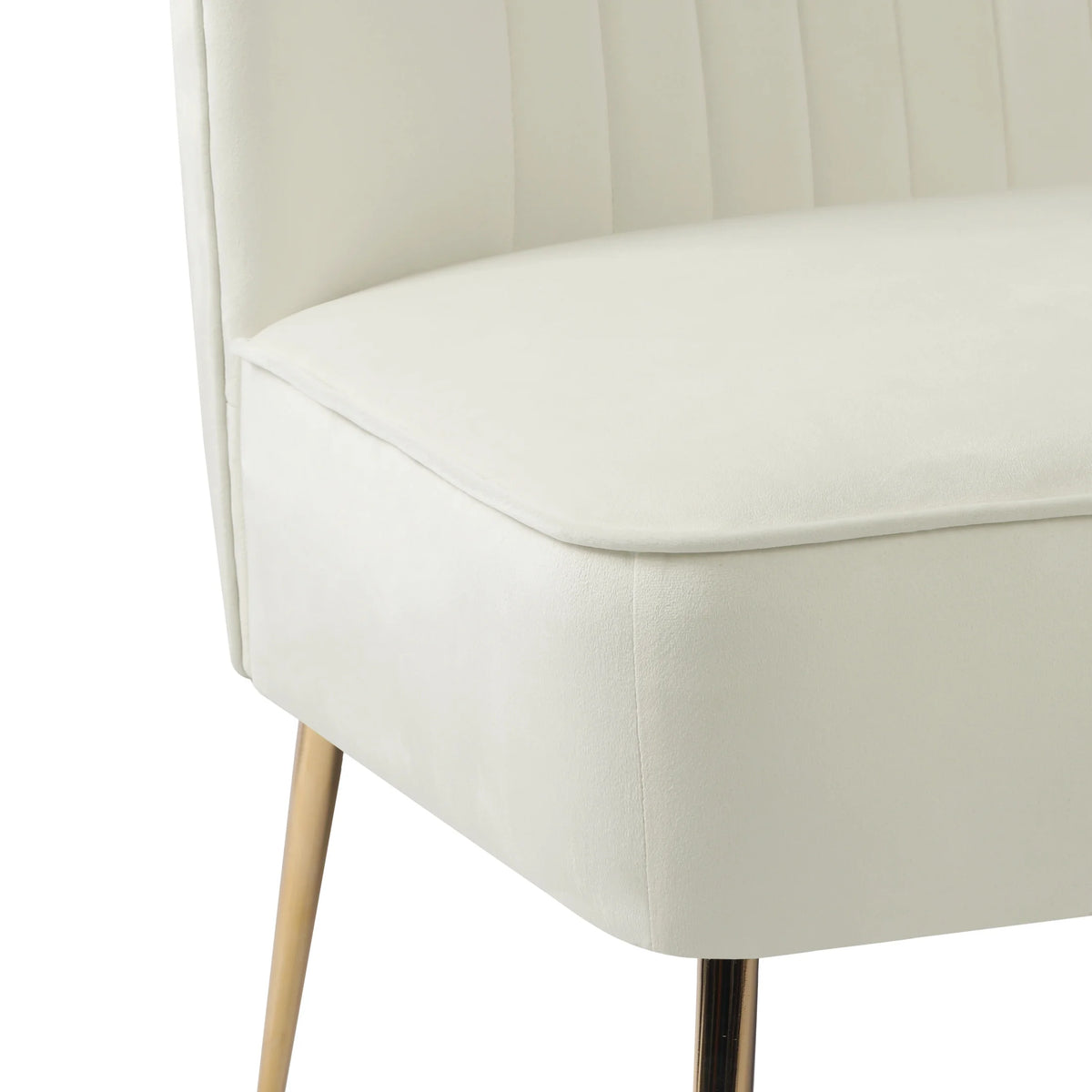 46" Wide Ivory Velvet Upholstered Love Seat Sofa V195952