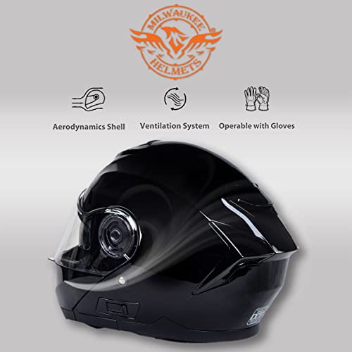 Gloss Black Modular Motorcycle Helmet with Drop Down Visor XX-Large L9597