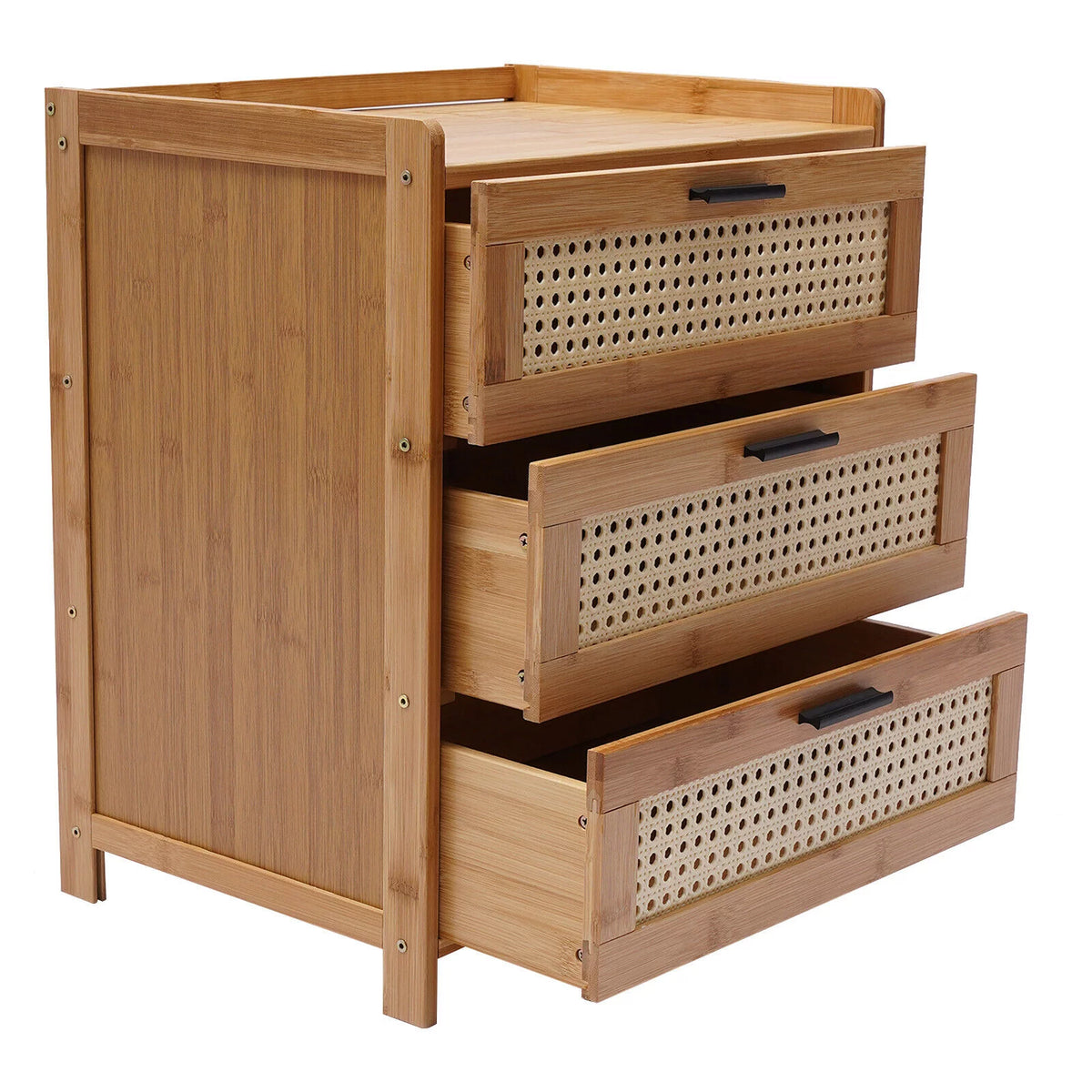 Bamboo Wood 3 Sliding Drawers Nightstand C6295