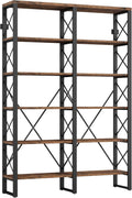 Double Wide 6-Tier Wood and Metal Bookshelf H3439