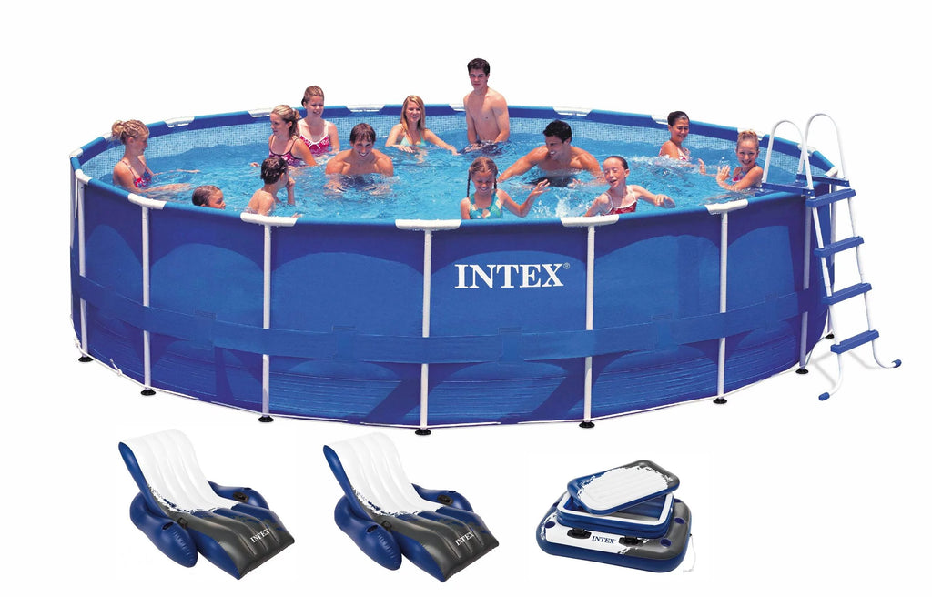 18ft x 48in Round Metal Frame Above Ground Swimming Pool Set with Pump O748015
