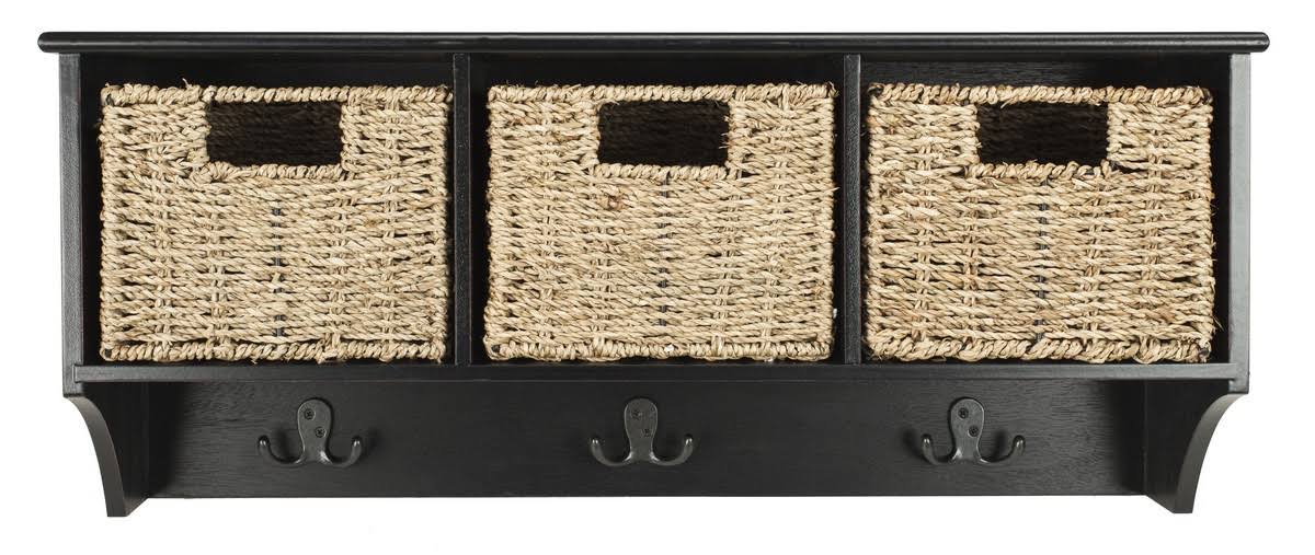 Black 3 Basket Hanging Wall Rack J676258