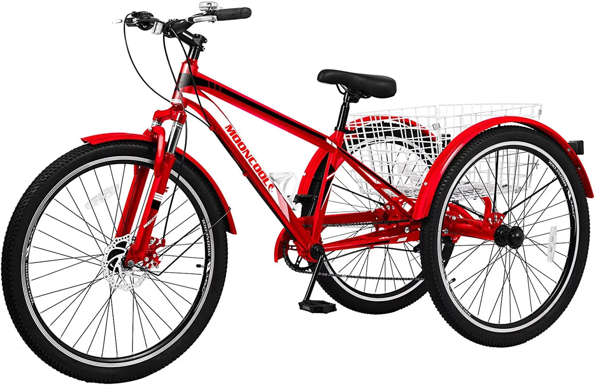 7 Speed 24/26/27.5 Inch Adult Mountain Tricycle with Shopping Basket A717444