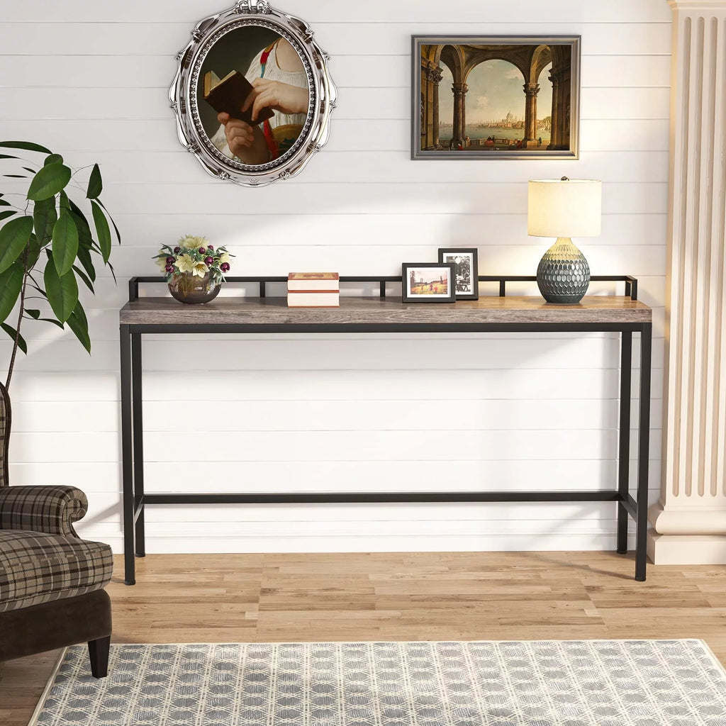 70.9 inch Long Narrow Brown Rustic Console Table V472