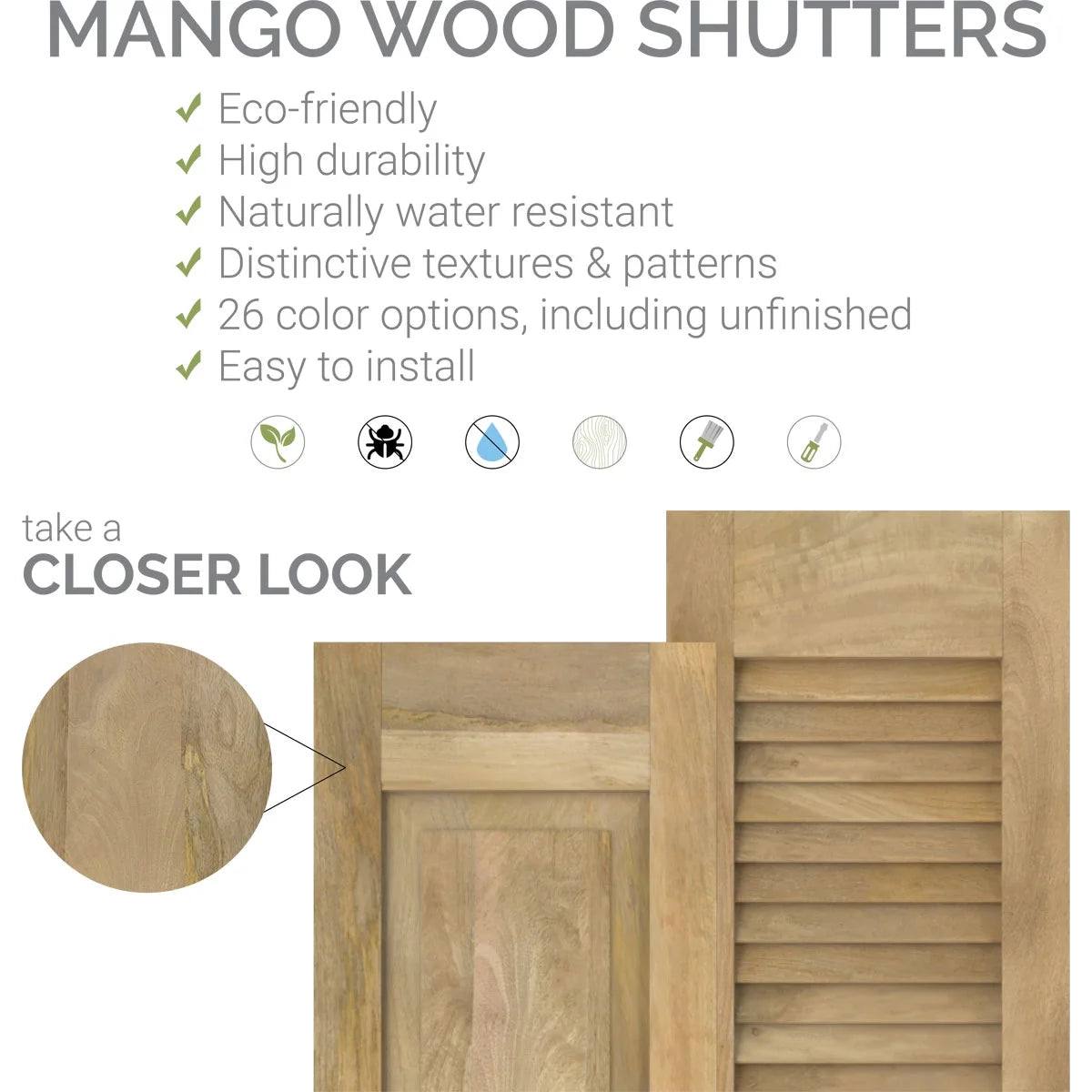 Black Real Wood Board-n-Batten Shutters S9532