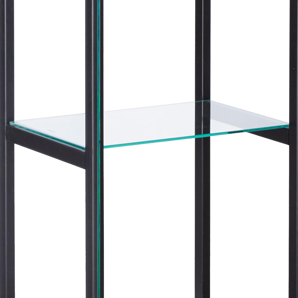 4-Shelf Glass Curio Cabinet Black and Clear M528145
