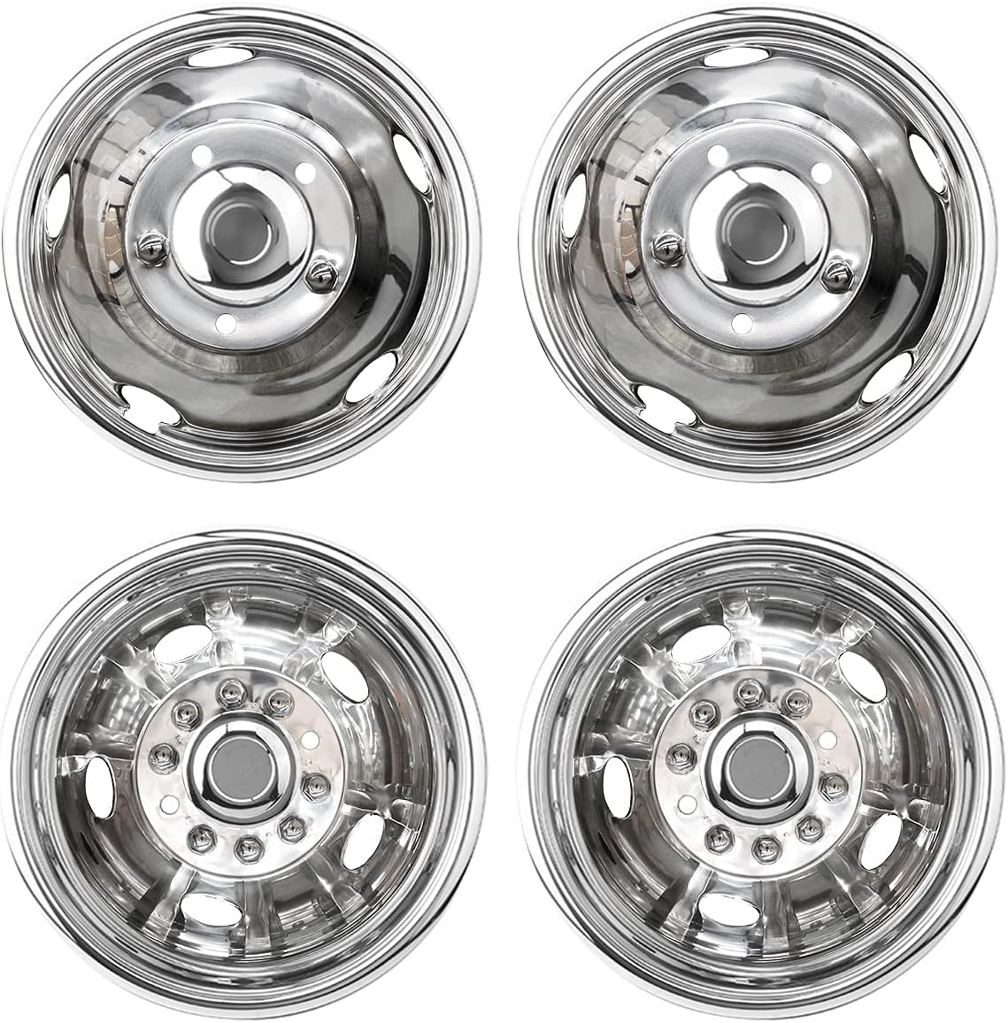 16 Polished Stainless Steel 8 Lug Dually Wheel Simulators B4841
