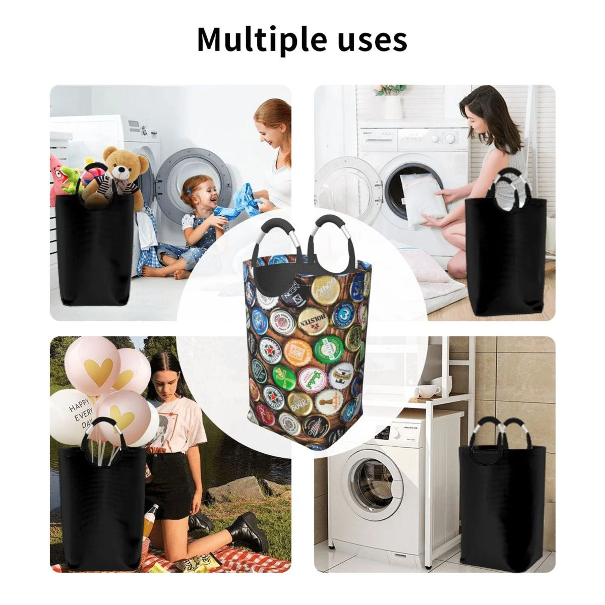 Large Canvas Fabric Collapsible Laundry Hamper E2620