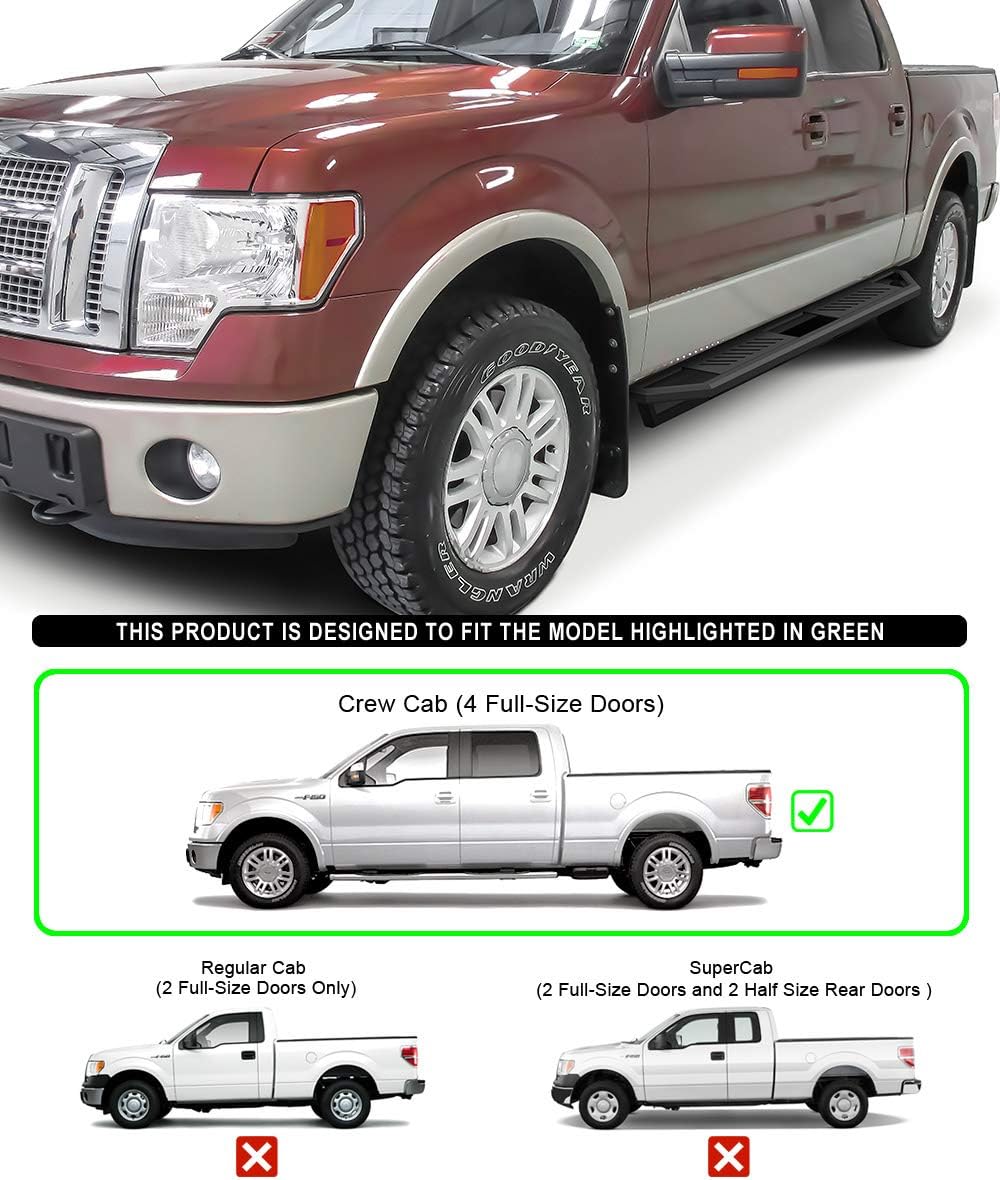Aluminum Running Boards Compatible with Ford F150 2009-2014 SuperCrew Cab Z144139