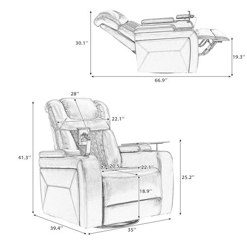 Electric Recliner Chair with USB Charge Port and Cup Holders V9739