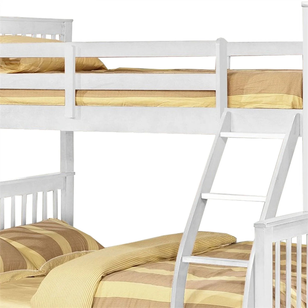 White Wooden Twin Over Full Bunk Bed with 2 Drawers Y41582