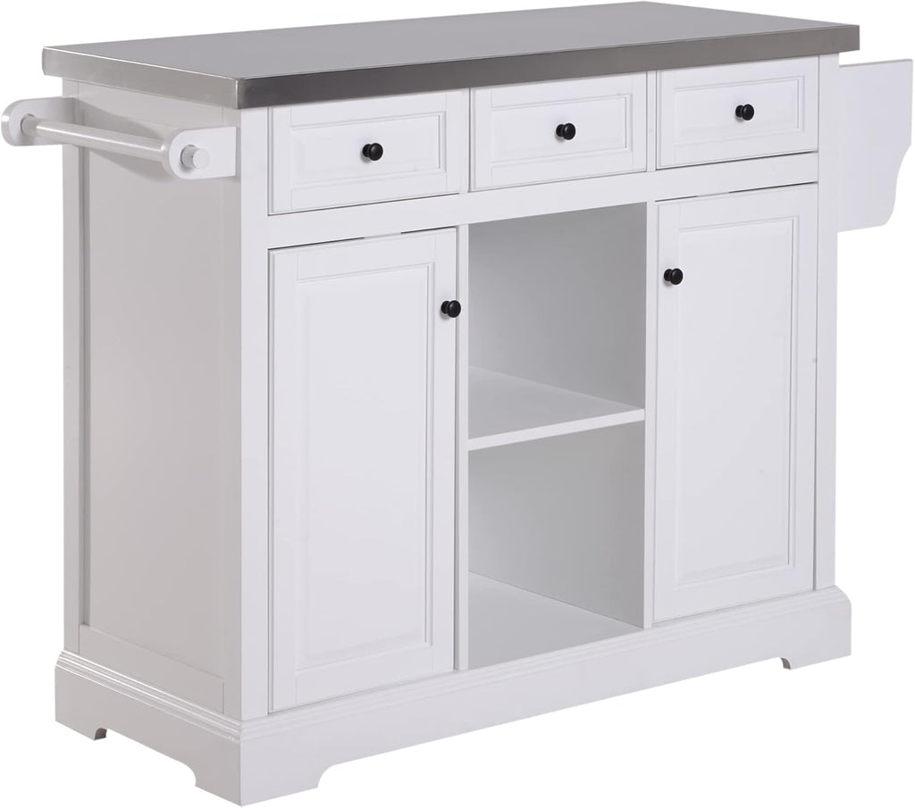Rolling Kitchen Island with Stainless Steel Top V133
