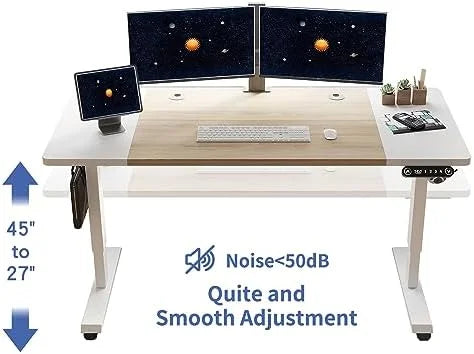 Electric Standing Desk 55 x 30 Inches Height Adjustable with 4 Memory Settings Black Frame N85307