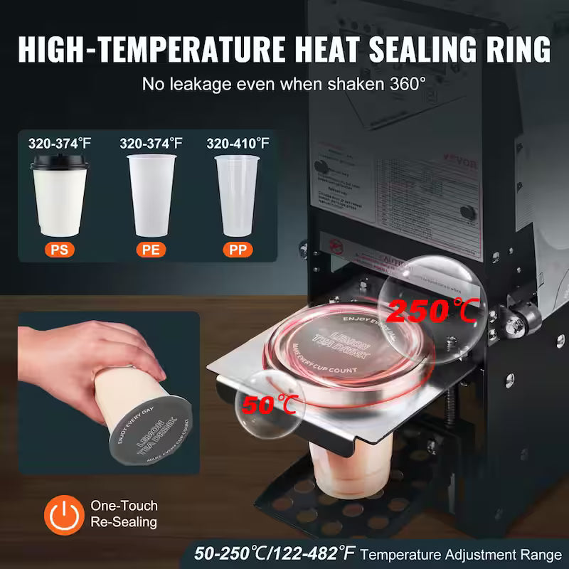 Automatic Cup Sealing Machine with LCD Panel, Black W562223