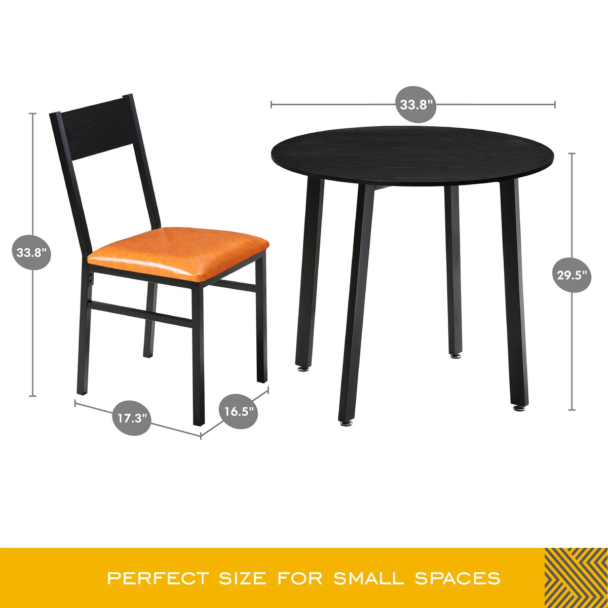 Round Dining Table Set with 2 Cushioned Chairs V378