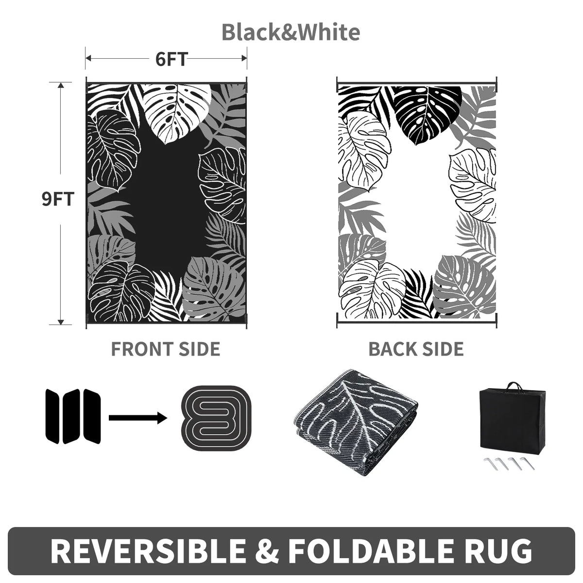 6x9 Waterproof Reversible Outdoor Rug Q6638