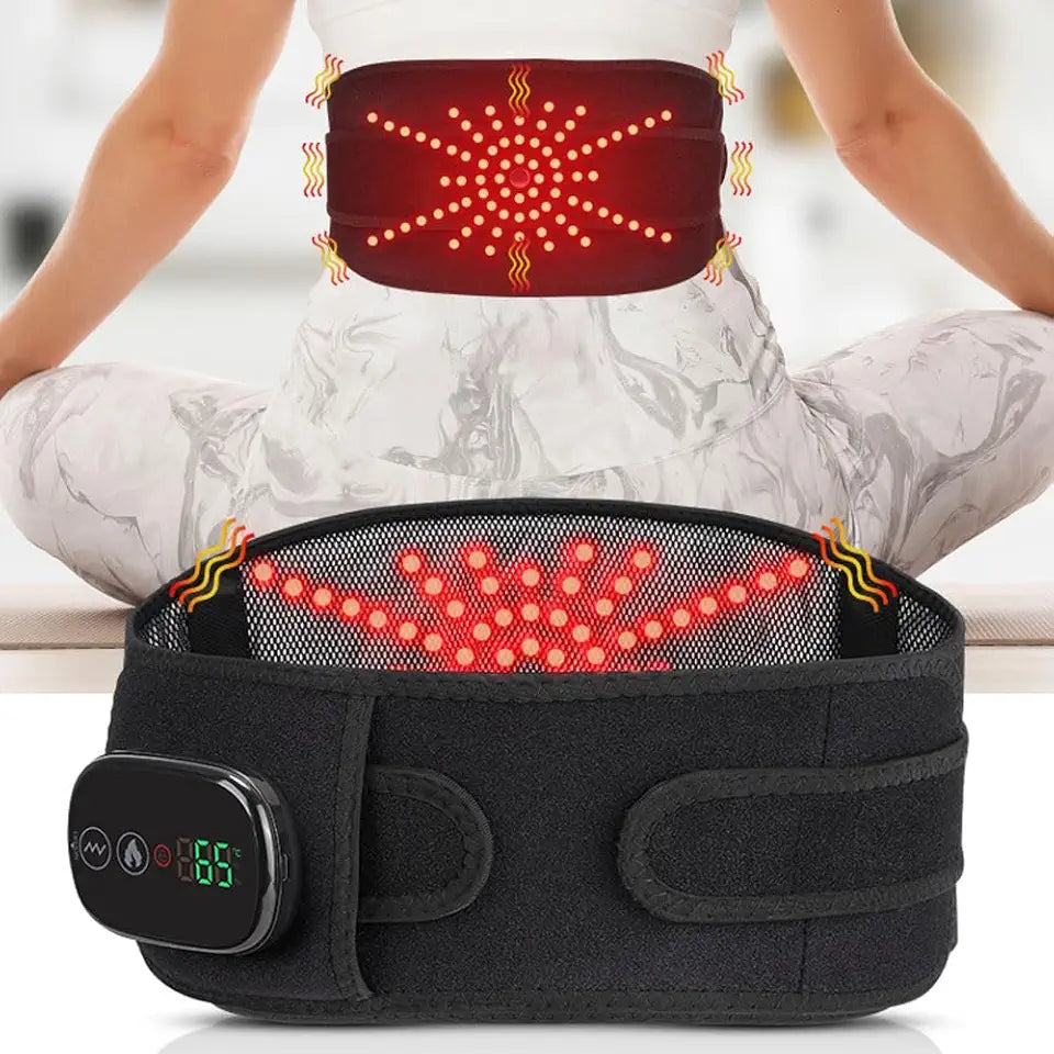 Cordless Massage Heating Pad for Back Lumbar Abdomen, 103 Red Light Beads, 3 Heat & 3 Vibration Modes, 5000mAh Battery I386