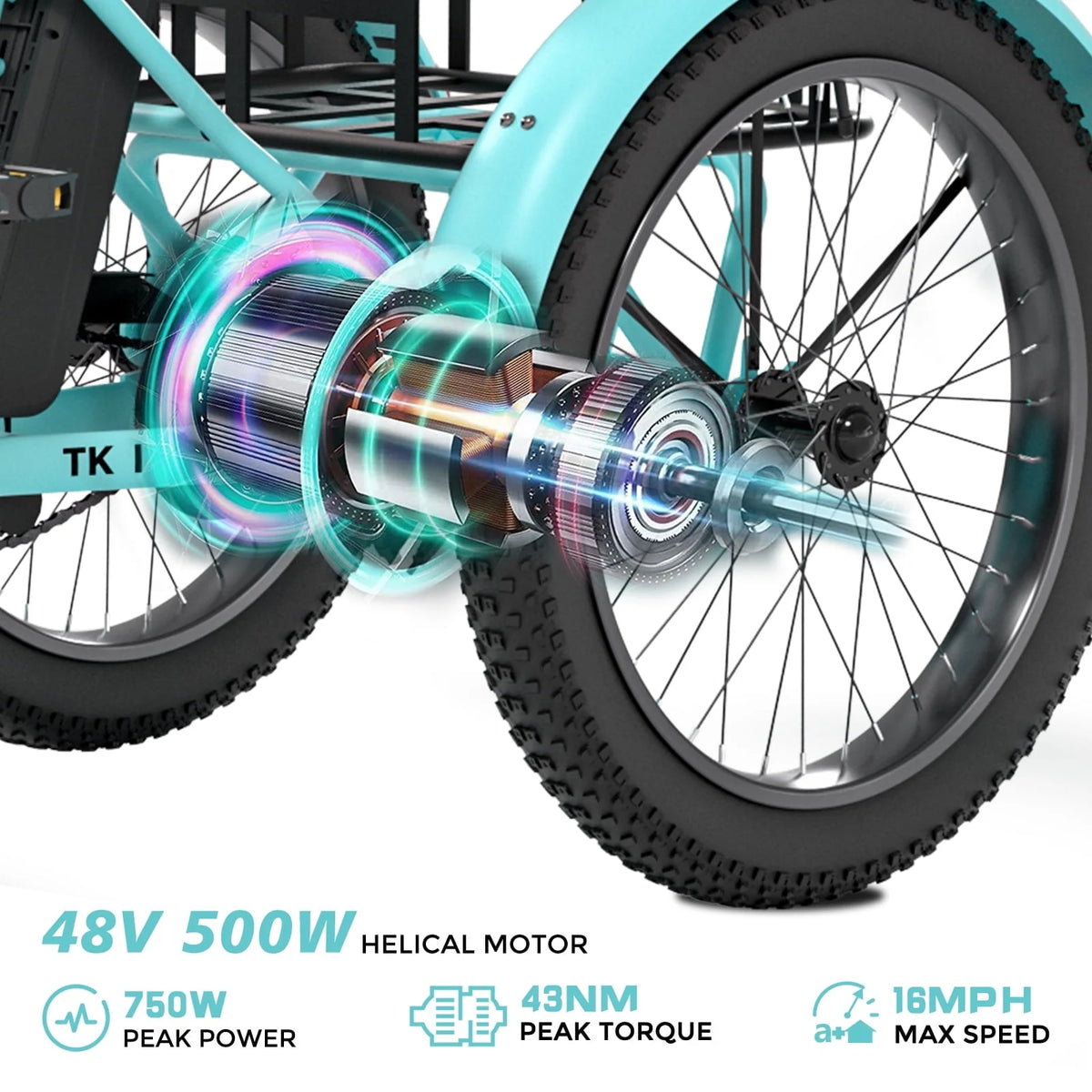 Electric Folding Tricycle with 500W Motor, 48v 14.5Ah Battery, 20*3in Fat Tires A967