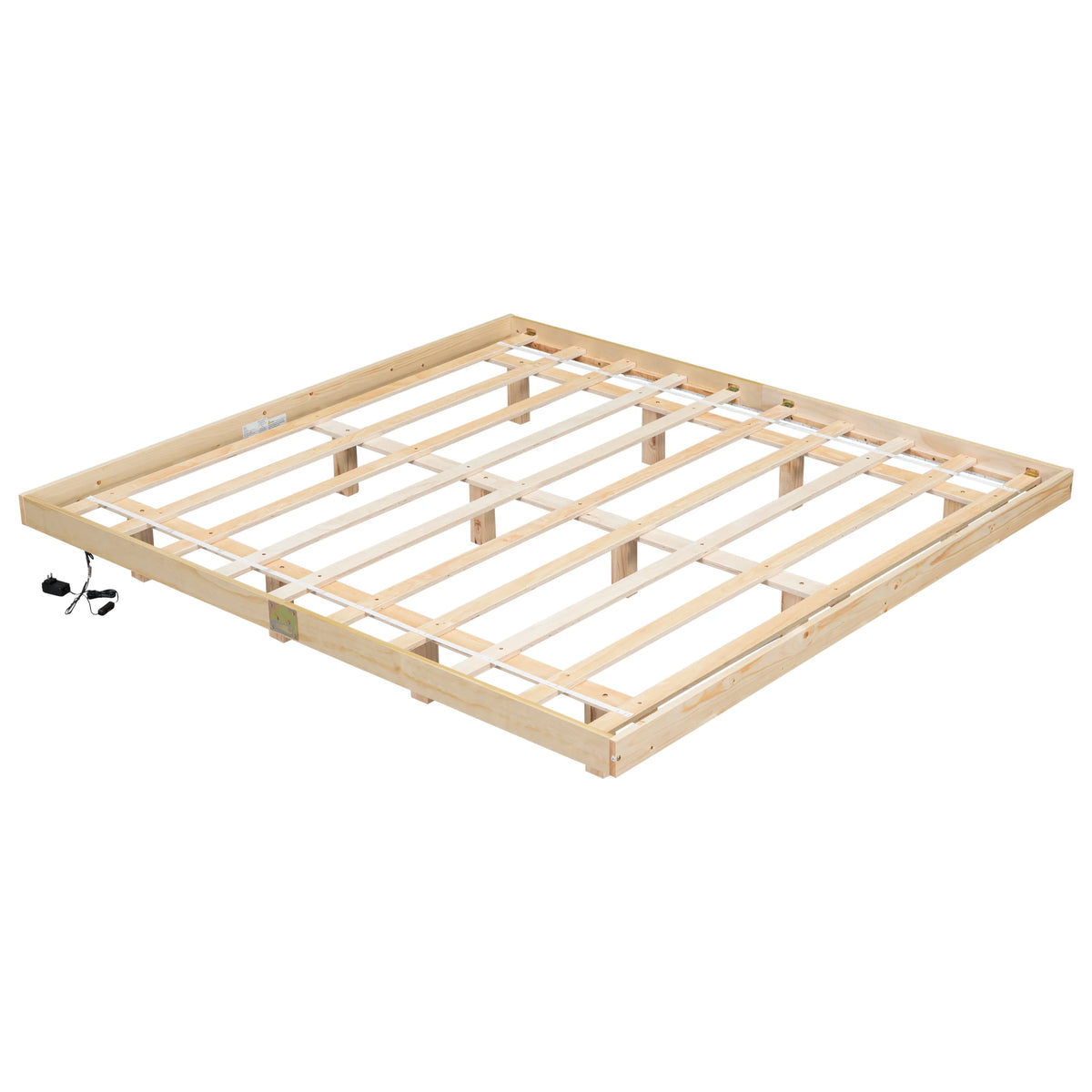 White Full Size Floating Bed Frame with LED Lights J431