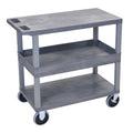 18 inch x 32 inch Cart with 2 Flat/1 Tub Shelves, Gray Y724