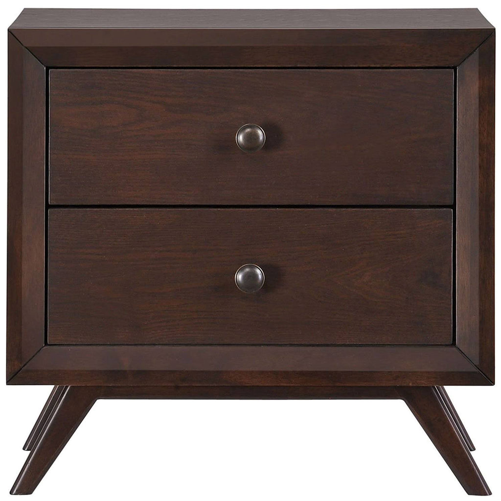 Mid-Century Modern End Table Nightstand Cappuccino Wood Y702209