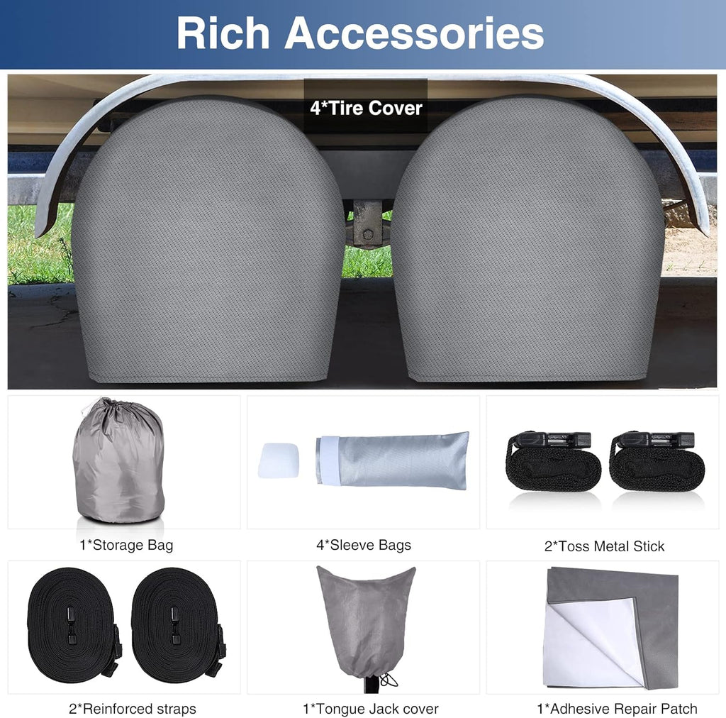 Waterproof 500D Travel Trailer Cover with 4 Tire Covers W965