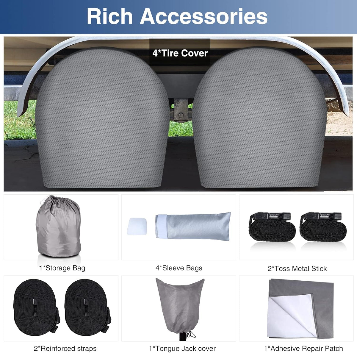 Waterproof 500D Travel Trailer Cover with 4 Tire Covers W965