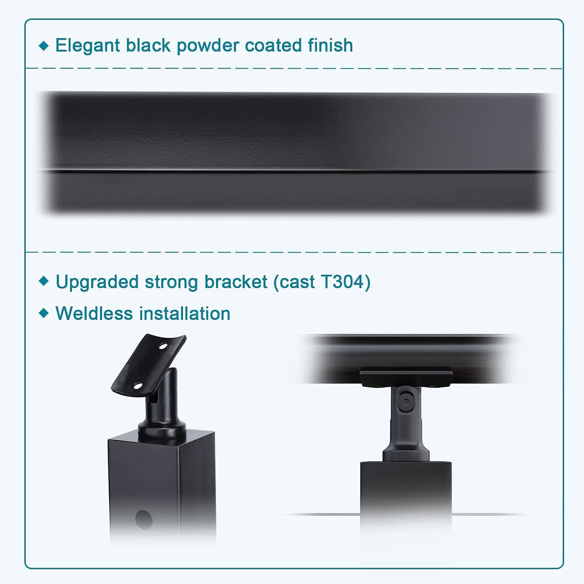 4 Pack Stainless Steel Black Cable Railing Post D931