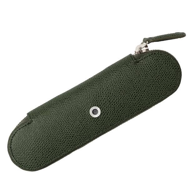 Olive Green Zipper Pen Case for Two R927