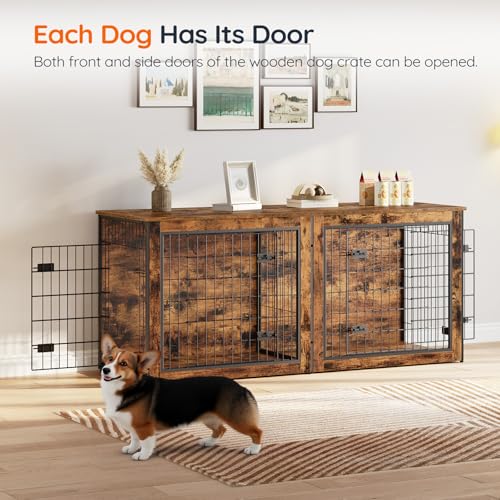 63" Double Dog Crate Furniture with Divider G525308