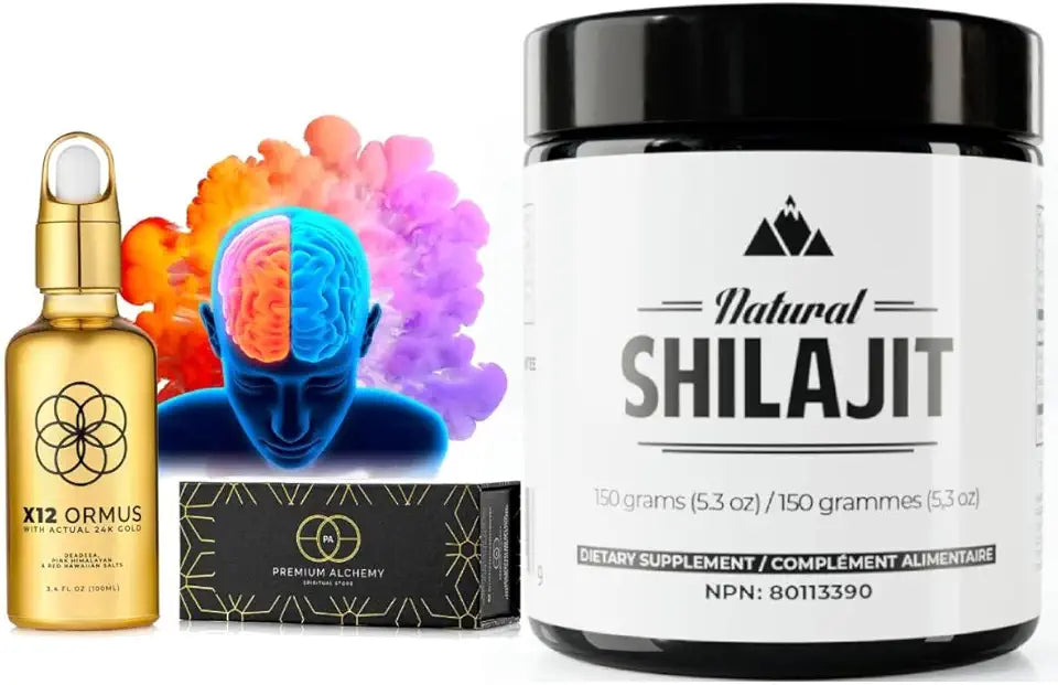Gold & Shilajit Bundle 3.4oz Liquid Concentrate and 5.3oz Shilajit Resin Z303