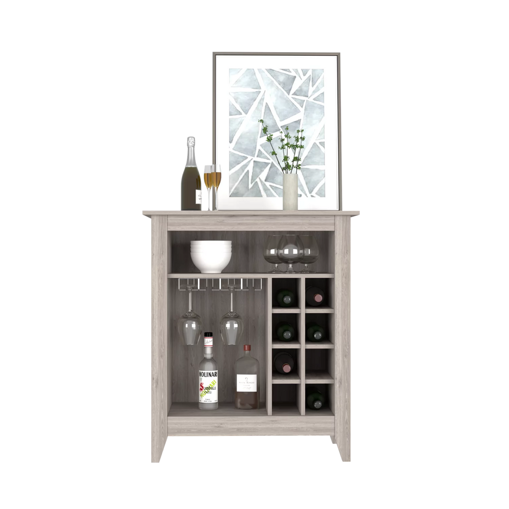 Light Gray Bar Cabinet with Wine Cubbies J3997