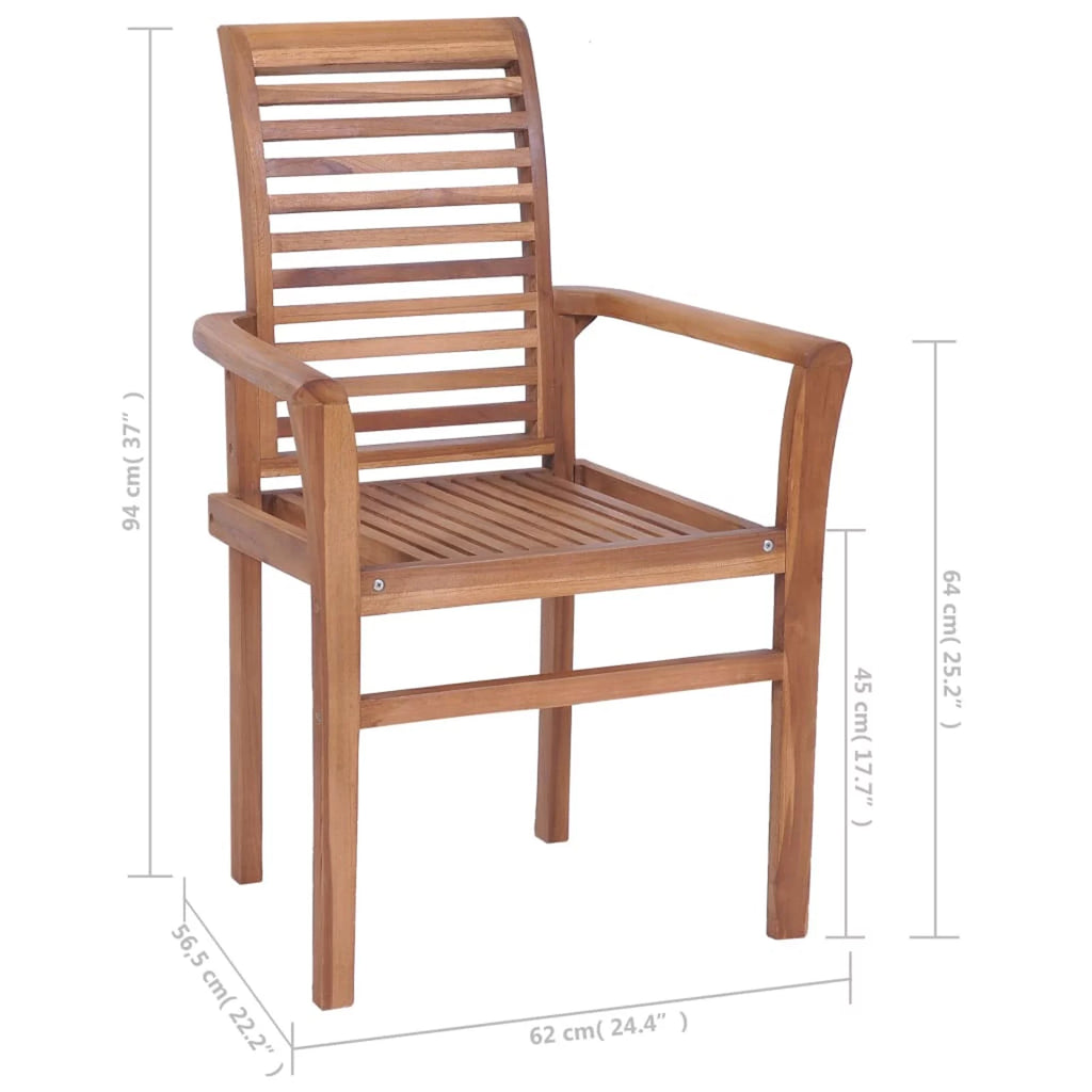 8 pcs Solid Teak Wood Stacking Dining Chairs E852074