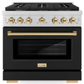 36 5.2 cu. ft. Gas Range with Convection Gas Oven in Stainless Steel with Black Matte Door and Gold Accents G4590