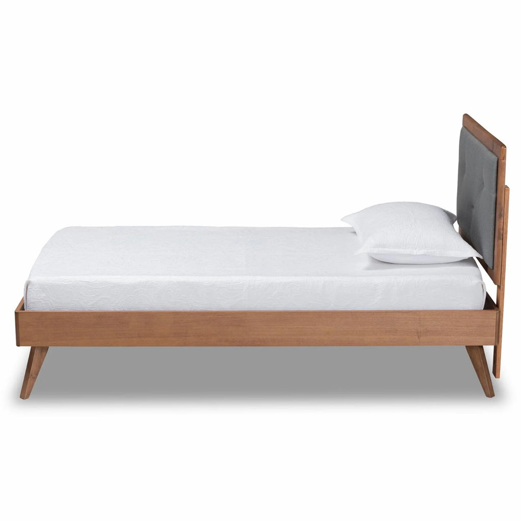 Dark Grey and Brown Wood Twin Size Platform Bed D6641
