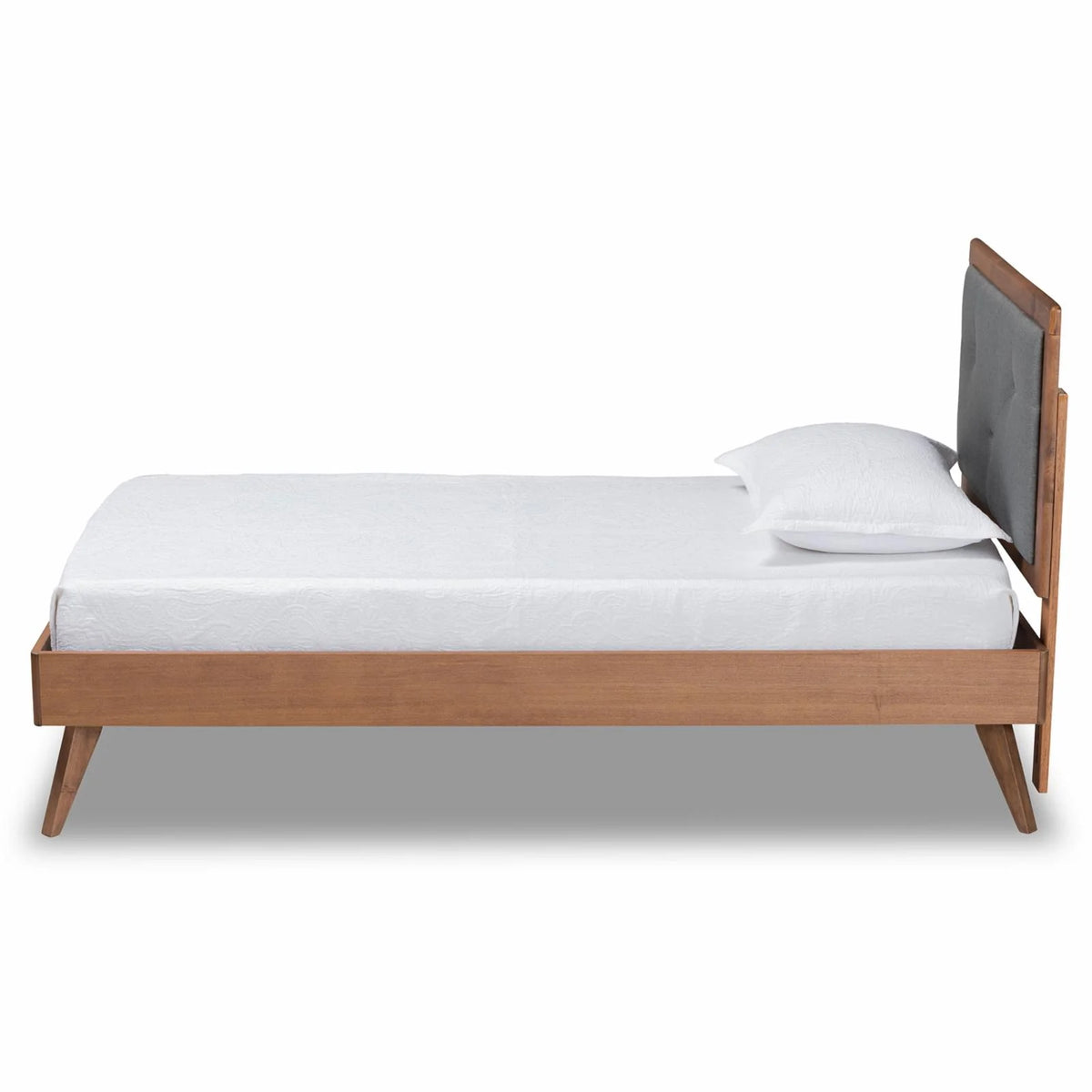 Dark Grey and Brown Wood Twin Size Platform Bed D6641