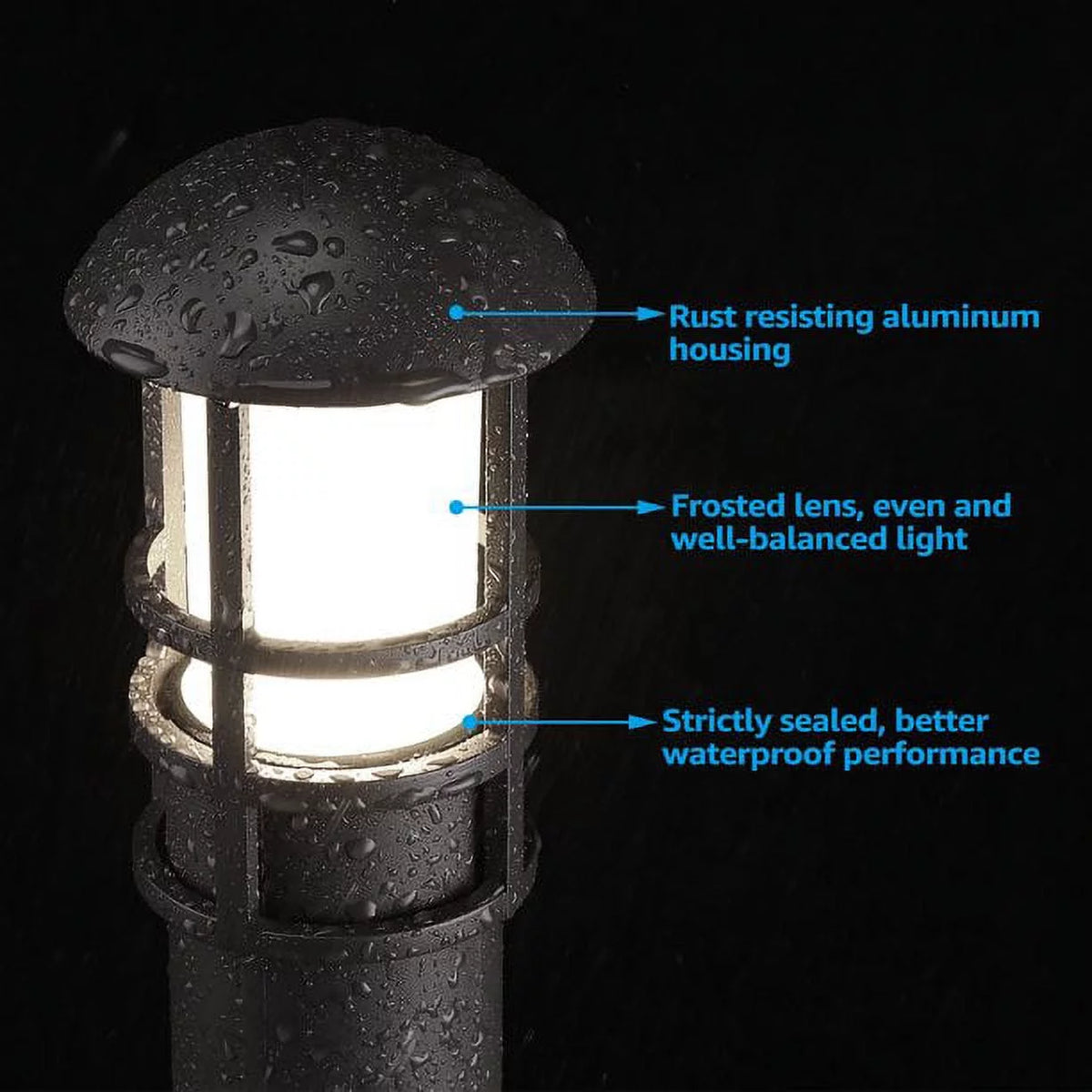 12 Pack 3W 12V Low Voltage Waterproof LED Landscape Lights 4000K Cool White E9059