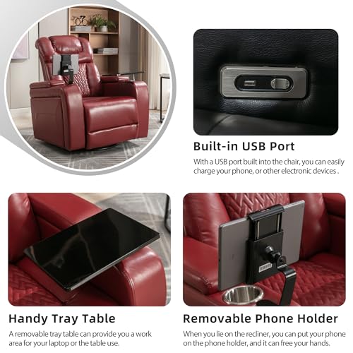 Electric Recliner Chair with USB Charge Port and Cup Holders V9739