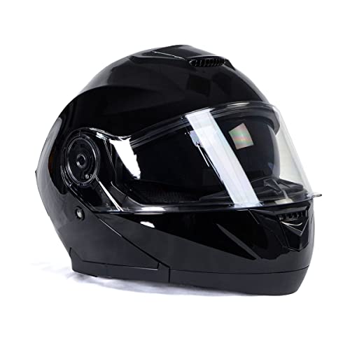 Gloss Black Modular Motorcycle Helmet with Drop Down Visor XX-Large L9597