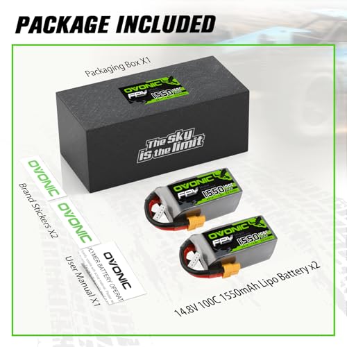 4s 100C 1550mAh 14.8V Lipo Battery with XT60 Connector 2 Packs C90609