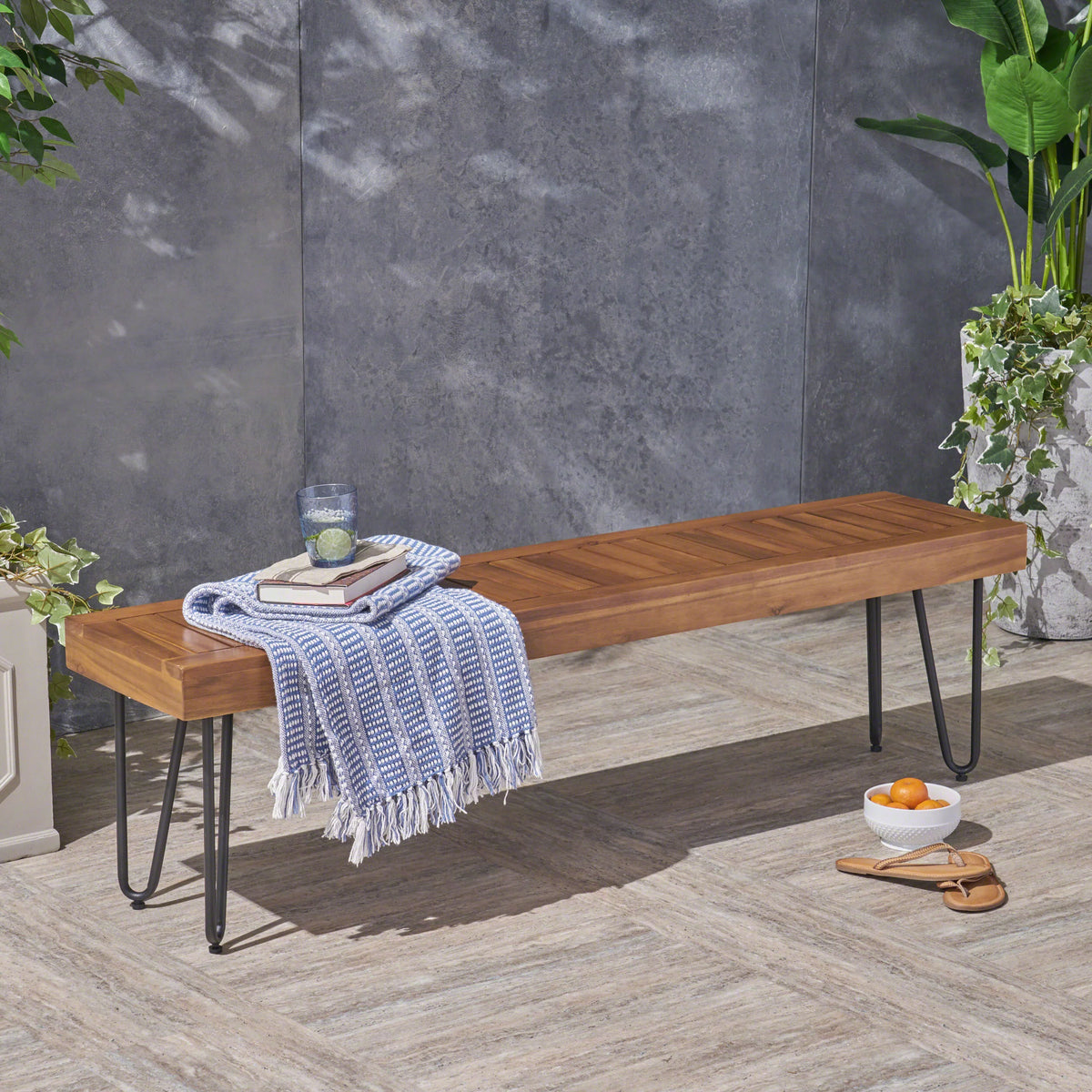 Wood and Metal Bench Y300