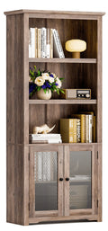 70" Tall 5-Shelf Bookshelf with Doors P489641
